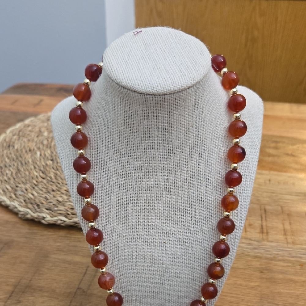 Elegant Gold and Brown Beaded Necklace